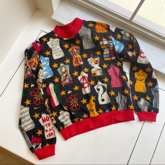 Moschino Sweaters - Moschino 90s No To Racism Crewneck Star Sweater